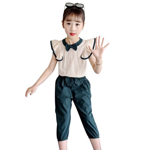 

kids clothes girls vest + pants outfits summer children girl casual style tracksuits for 6 8 10 12 14 210527, White