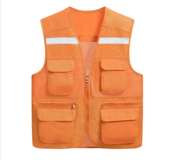 

wh w001# mesh multi-pocket reflective vest98564674944876, Black