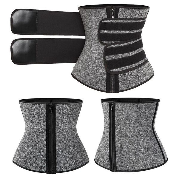 

waist support women shaper trainer corset slimming body cincher neoprene sauna sweat shapewear abdominal fitness belt, Black;gray
