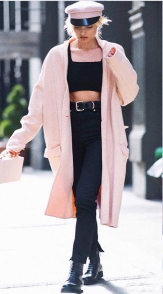 

women's wool & blends autumn winter long cardigan women fashion sleeve plush batwing loose pink coat lady v neck solid elegant femme, Black