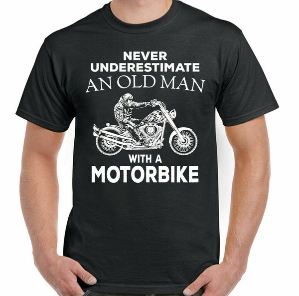 

T-shirt motorcycle biker who never involve an old man with a fun, White;black