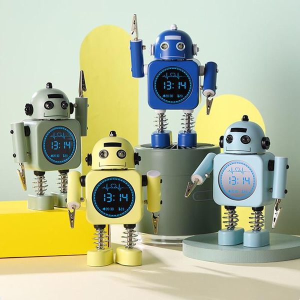 

other clocks & accessories electronic robot alarm clock kids children boy bedroom mute student study multifunctional digital cartoon gift sm