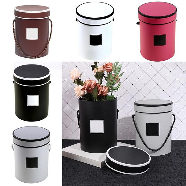 

gift box bouquet hug bucket flower packaging cylindrical portable round wrap