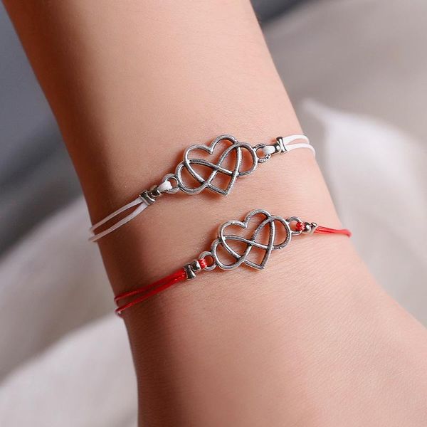 

link, chain 2-piece set heart-shaped number 8 bracelet romantic couple multi color accessories fashion party jewelry gift, Black