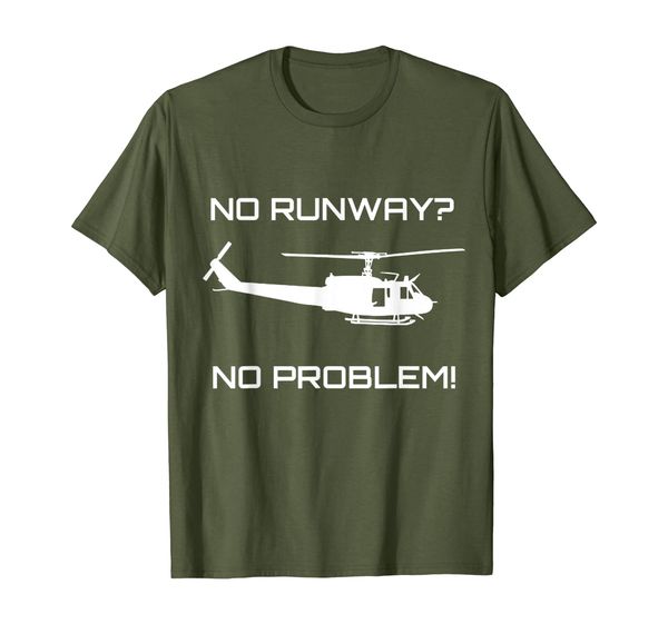 

funny huey helicopter no runway no problem shirt, White;black