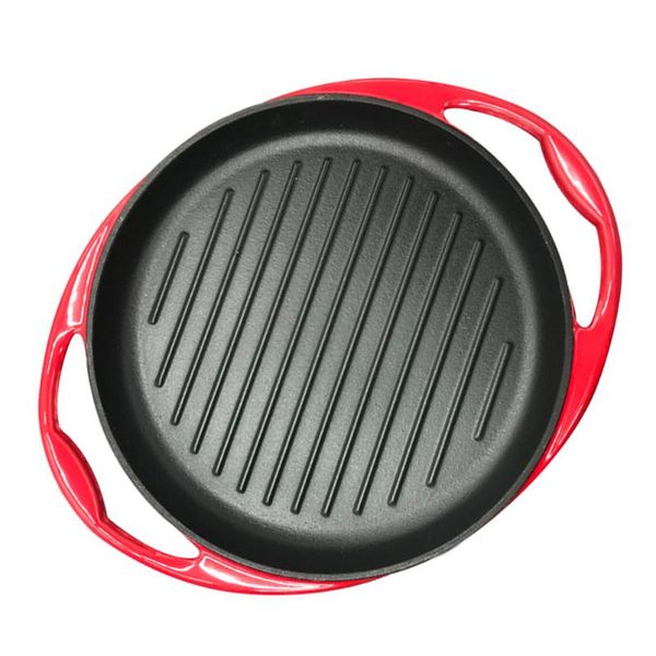 

pans 1pc cast iron enamel frying pan steak skillet with double handle