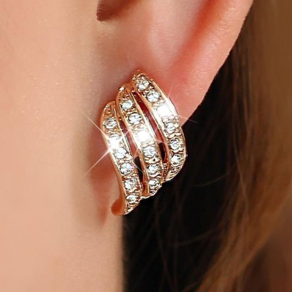 

stud luxury gold ear piercing women's earrings 2021 trend girl korean fashion shining rhinestone gift female jewelry, Golden;silver