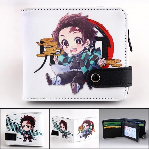 

wallets the demon slayer: kimetsu no yaiba cartoon short button wallet coin purse, Red;black