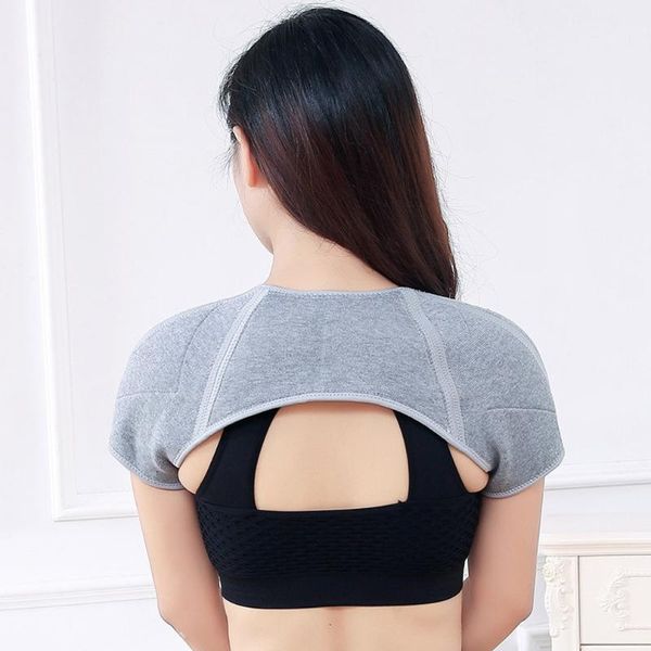 

breathable shoulder support bamboo charcoal fiber warm posture correction brace joint care protector back, Black;blue