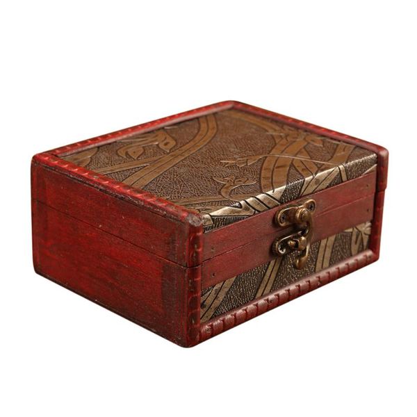 

storage boxes & bins bedroom dressing table jewelry box vintage wood handmade with mini metal lock for storing treasure pearl h0415