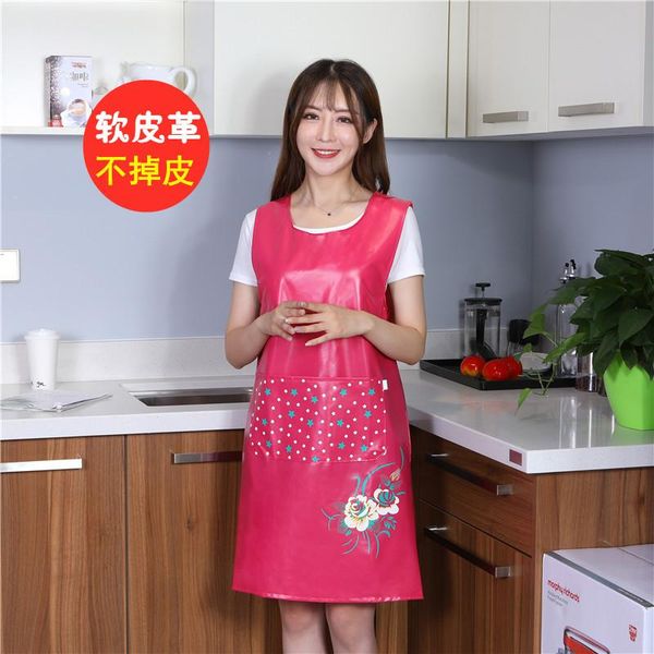 

aprons waterproof oil proof household leather apron home kitchen barbecue cooking vest shoulder sleeveless clean