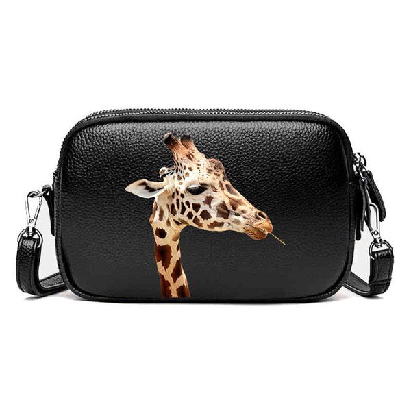 2021 Novo Mini Bolsa De Ombro Mulheres Moda Ins Genuíno Mensageiro Mensageiro Bolsa Estilo Simples Crossbody Bags Girafa Ani007