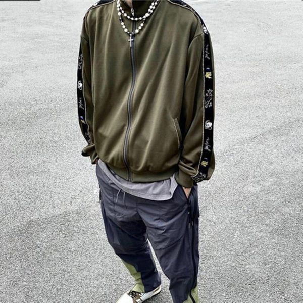 

men's jackets army green kapital jacket men women tokyo limit zip gold embroidered ribbon sport coat clothing, Black;brown