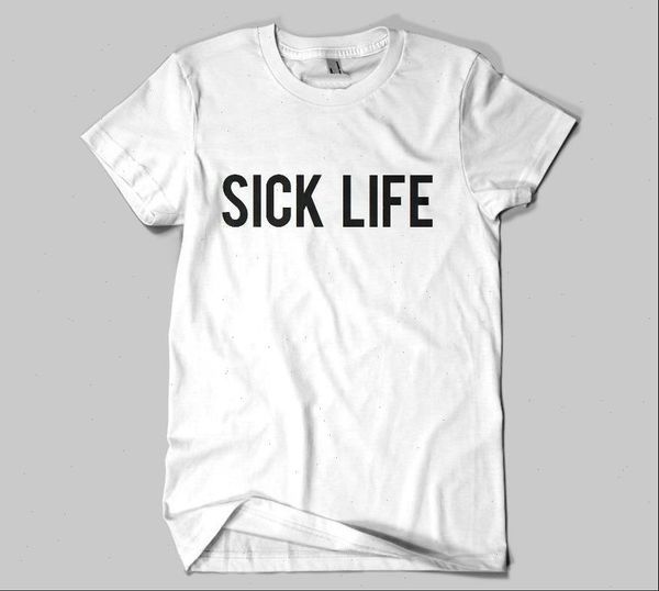 

women tshirt sick life letter print cotton casual funny shirt for lady black white tee hipster street wear