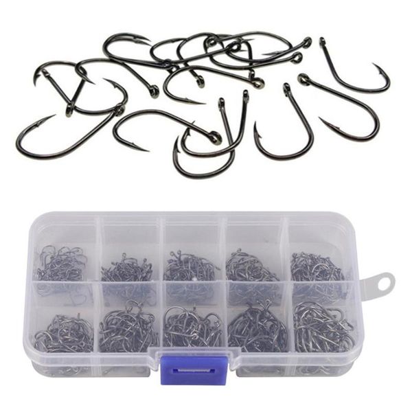 

500pcs/box high carbon steel fishing hooks mixed size barbed jig hook carp head for accessories