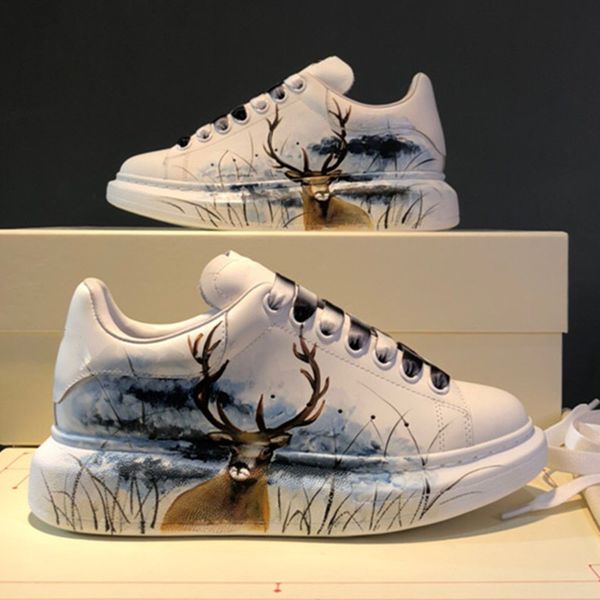 

new luxury man shoes fashion genuine leather woman sneakers glimmer lace up flat large sneaker platform designer shoe walking for running co