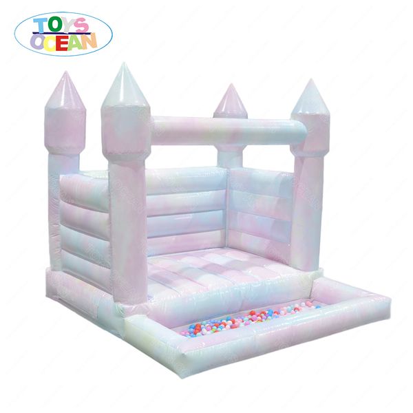 

bouncers tie-dye inflatable bounce house with ball pool