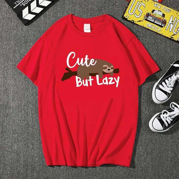 

sloth lover cute but lazy gift women's harajuku love feminina ladies ulzzang cotton t shirts women 2021 summer femme clothes t-shirt, White
