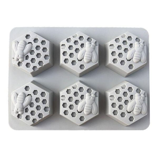 

craft tools 6 cavity silicone mold bee honeycomb soap cake chocolate handmade diy easy to demolding