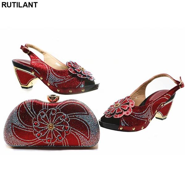 

dress shoes ladies italian and bag set decorated with rhinestone matching in heels nigerian party shoe bridal, Black