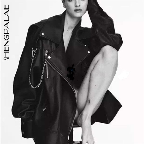 

fashion autumn leather jacket women pu slim coats ladies clothing oversized female za5357 210427, Tan;black