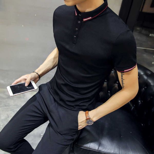 

summer short sleeve polo shirt men solid colors business casual polo shirts korean slim fit fashion male clothing 210527, White;black
