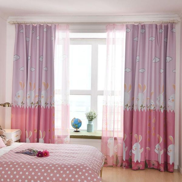 Vorhang drapiert schöne rosa Verdunkelungsvorhänge für Wohnzimmer, Küche, Schlafzimmer, Mädchen, Kinder, Kinder, Jalousien fertig