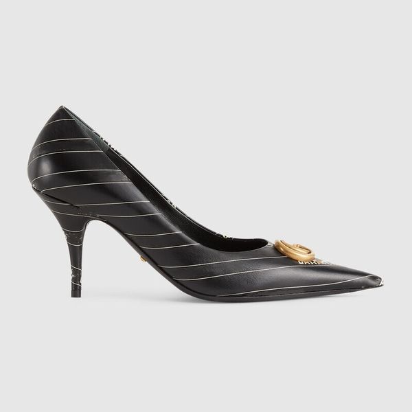 

lady dress shoes the hacker project series knife women's pumps designer luxury casual fashion vintage genuine leather heel 6.5cm with b, Black