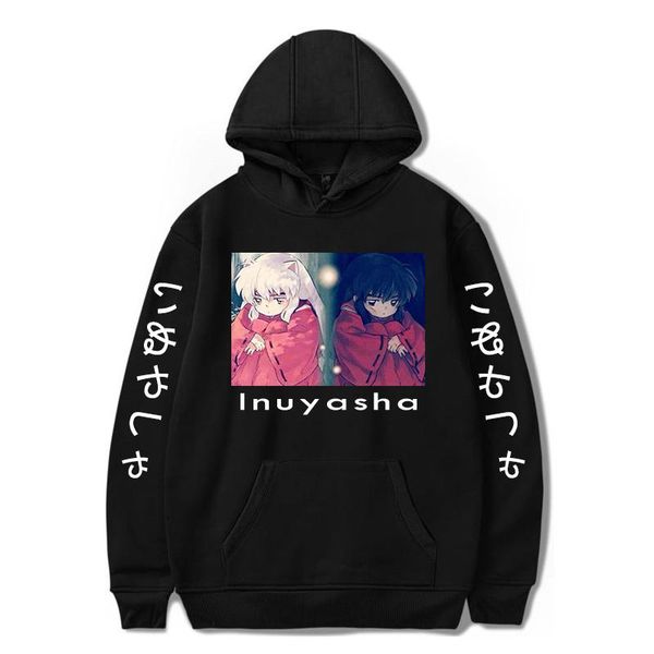 

men's hoodies & sweatshirts print inuyasha japan anime hoodie streetwear ed cartoonsweatshirts leisure harajuku manga coat clothes ca, Black