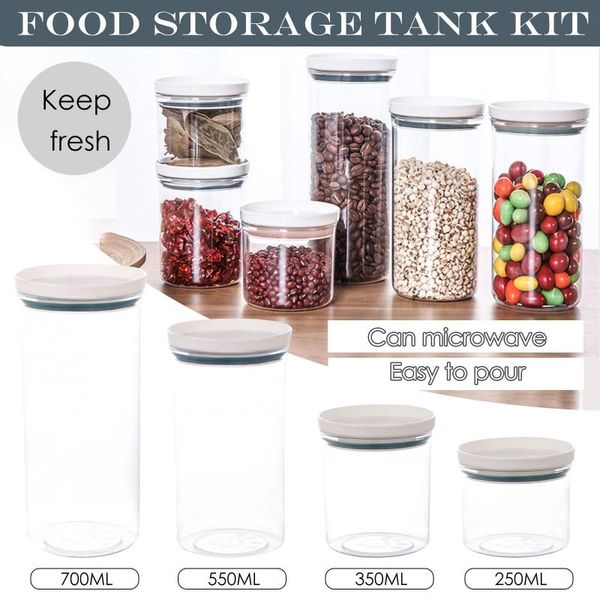 

4pc airtight whole grain storage tank moisture-proof milk powder box kitchen dried fruit c50 bottles & jars
