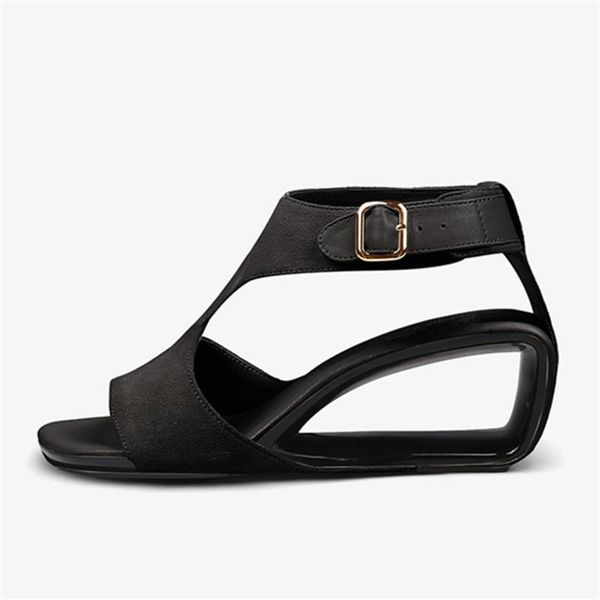 

summer women sandals female wedding shoes woman gladiator sandal 6cm strange high heels wedges, Black