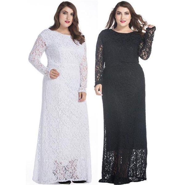 

casual dresses women plus size lace dress autumn elegant 6xl 7xl large bodycon midi party big woman vestidos, Black;gray