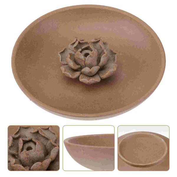

fragrance lamps 1 set of household incense burner ceramic tray with lotus craft (coffee)