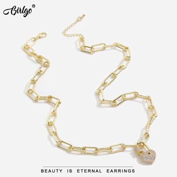 

girlgo classic heart pendant necklace for women punk style gold color chain 2021 jewelry wholesale cute party gifts necklaces, Silver