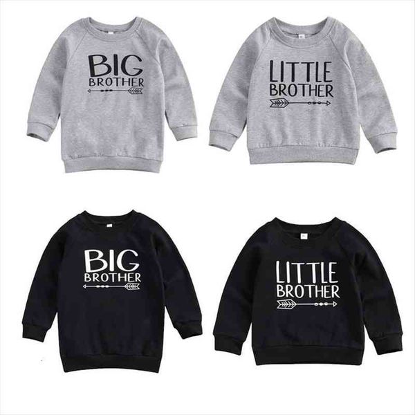 

big brother little sweatshirts, round neck letter pattern printed matching outfits, Black