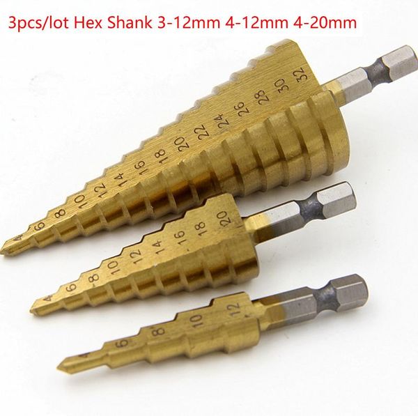 

set hss steel titanium step drill bits 4-12mm 4-20mm 4-32mm cone cutting tools woodworking wood metal drilling professional