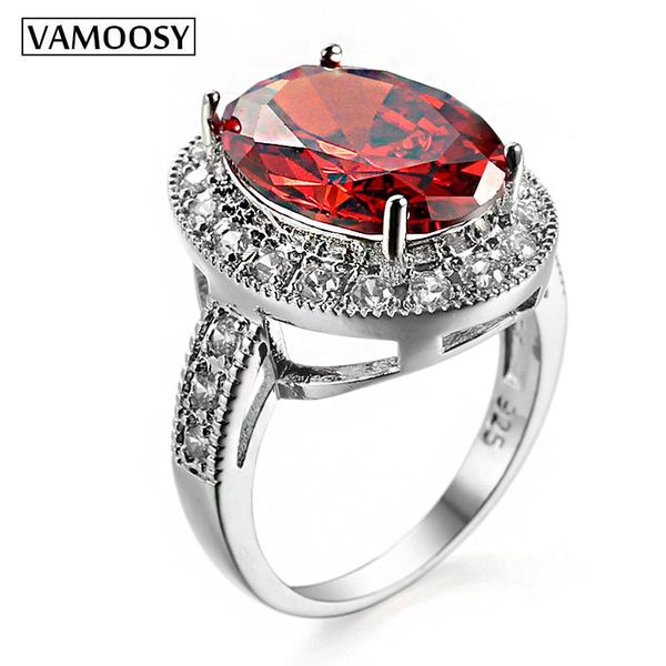 

wedding rings vamoosy vintage women ring red big statement geometry stone finger mother party jewelryc size 6-10, Slivery;golden