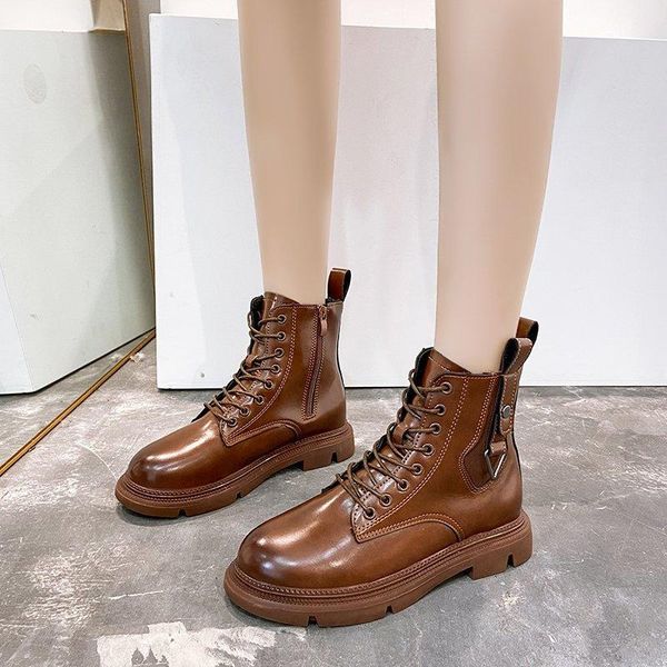 

boots solid color women fashion round toe knight patent leather lace up harness zapatillas mujer, Black