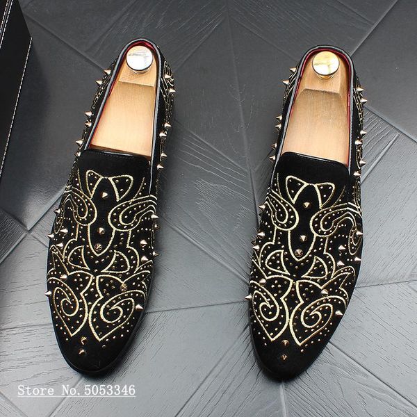 

dress shoes 2021 men youth embroidery casual slip on man comfortable loafers black suede leather