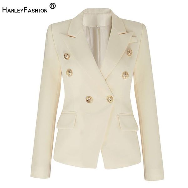 

women's suits & blazers harleyfashion spring fall fitness quality buttons solid color beige workwear official blazer laides, White;black