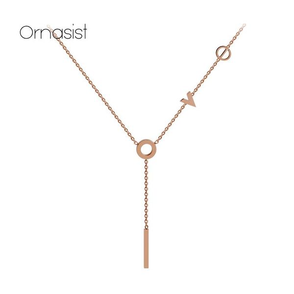 

pendant necklaces classic design love letter necklace female titanium steel women luxury jewelry quality, Silver