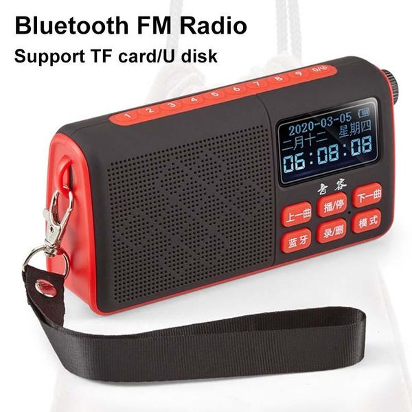 

portable fm radio mini bluetooth speaker with led display support one key record/delete u disk tf card headphone play