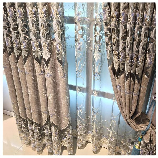 

curtain & drapes thicken chenille embroidered cloth high-end european style living room bedroom blackout floor-to-ceiling curtains