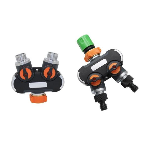 

watering equipments 1 pc 3/4" extral thread 2 ways water splitters with valve quick connectors garden irrigation agriculture faucet acc