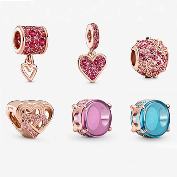 

fit pandora charm bracelet european silver charms beads rose gold paved crystal daisy oval arc gem heart dangle diy snake chain for women ba, Black