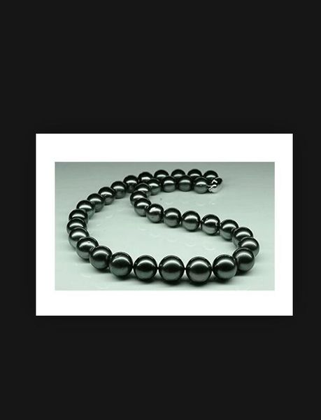 

huge 18"11-13mm natural tahitian genuine black perfect pearl necklace fine pearls jewelry, Silver
