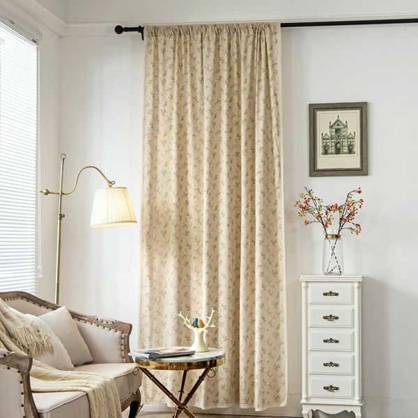 

curtain & drapes 1.5 m wide pastoral small floral cotton and linen curtains semi-shading living room