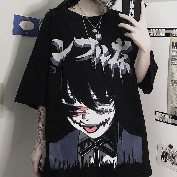 

men's t-shirts anime kakegurui t-shirt jabami yumeko dark style women long sleeve men tees, White;black
