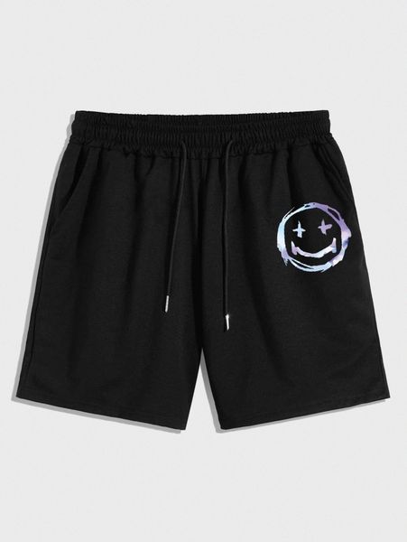 

men expression print drawstring shorts f2jw#, Black