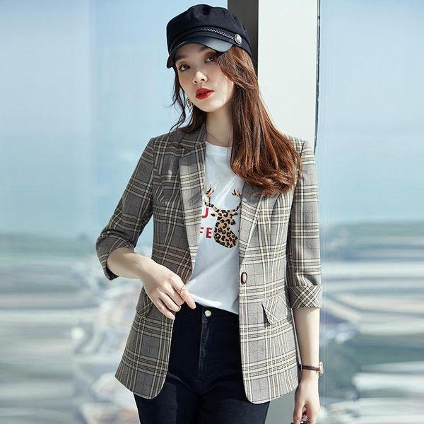 

women's suits & blazers blazer jacket spring and summer korean british style small casual plaid short suit, White;black